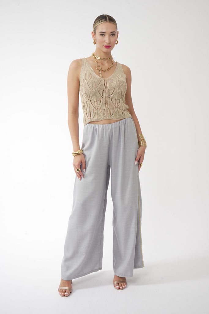 Grey Gold stripe loose trouser
