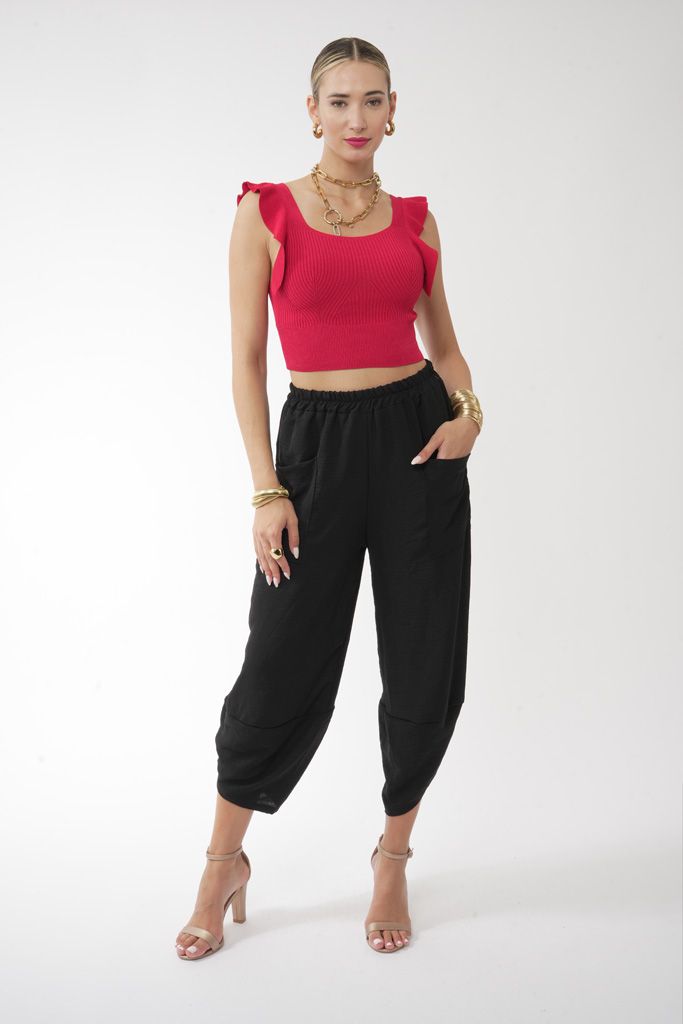 Black ballon cropped trouser
