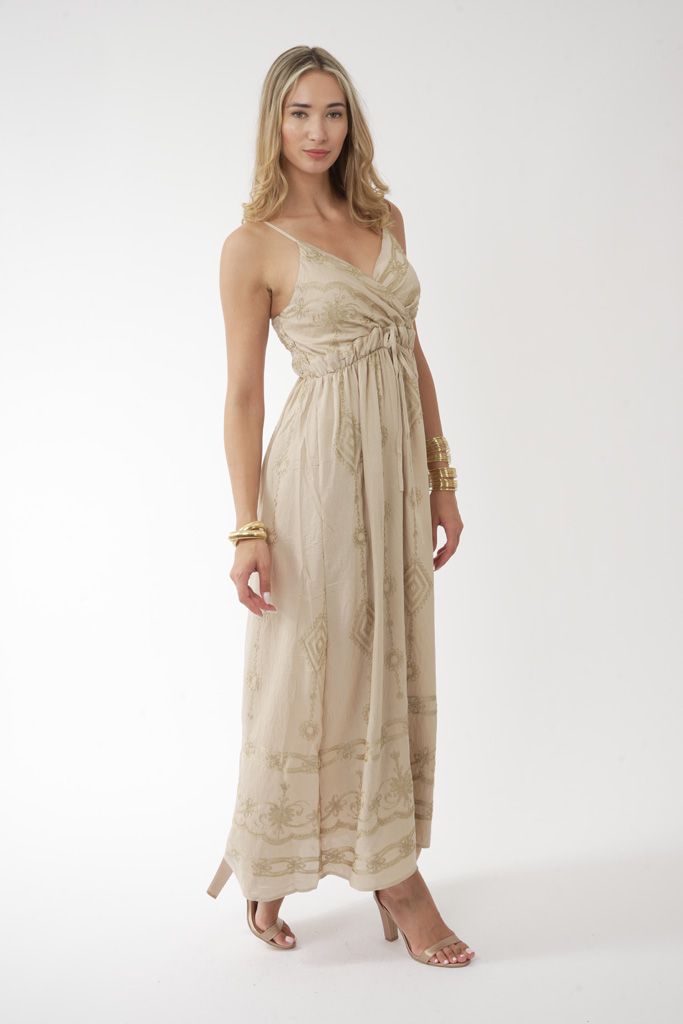 Sand Beige boho dress me tirantes
