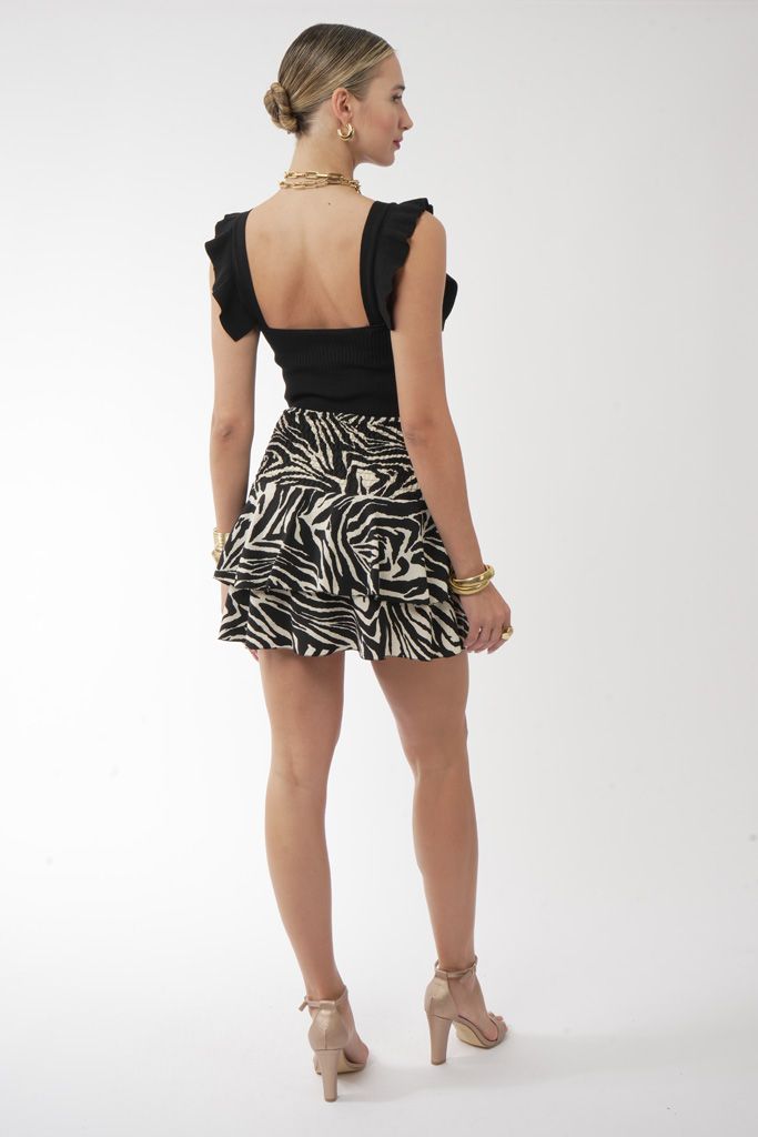 Zebra mini ruffled fousta