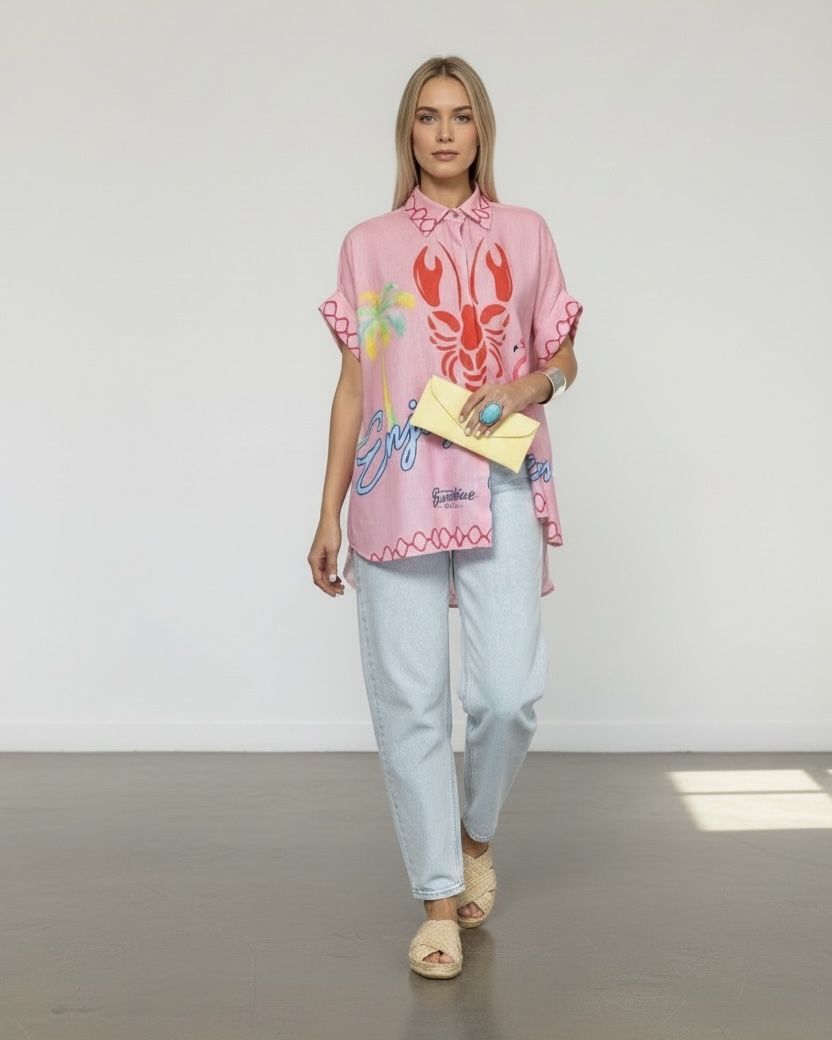 pink,oversized,shirt