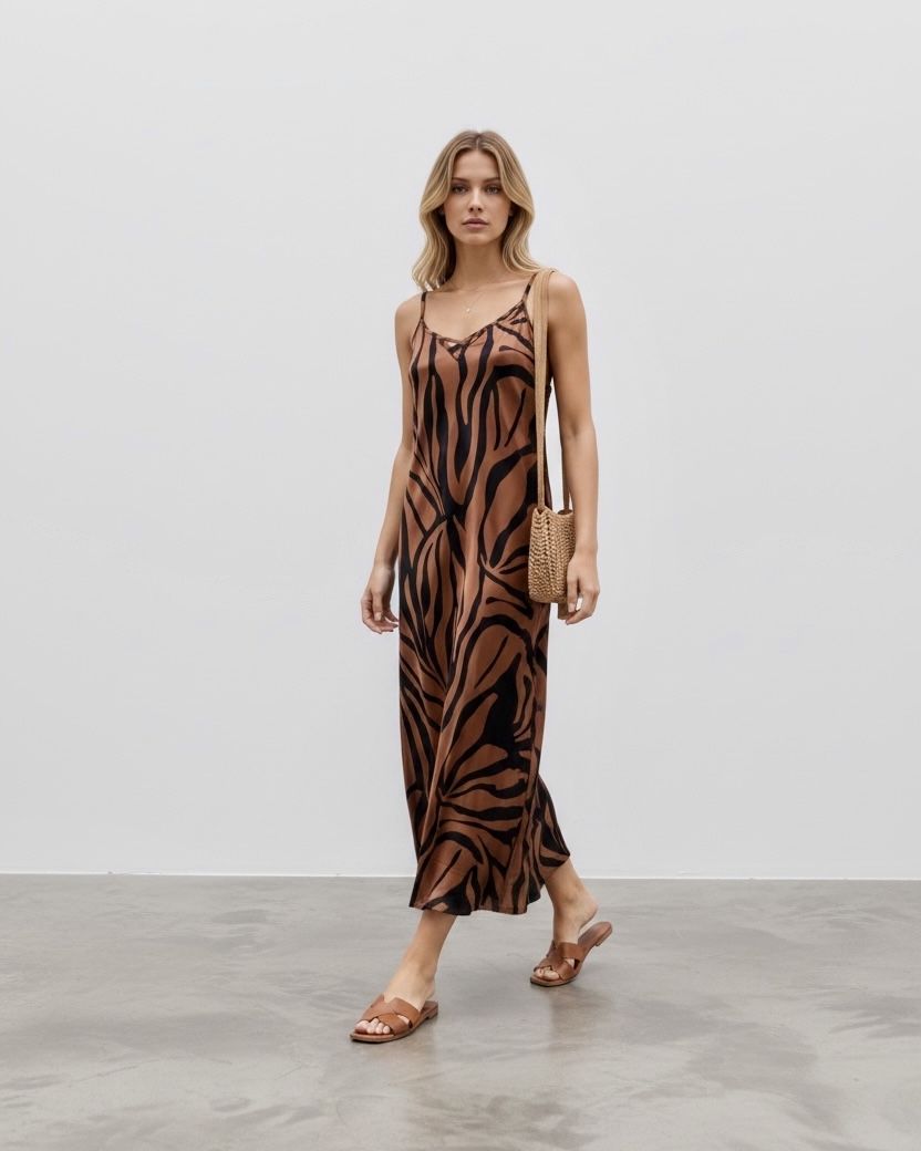 tiger,slip dress
