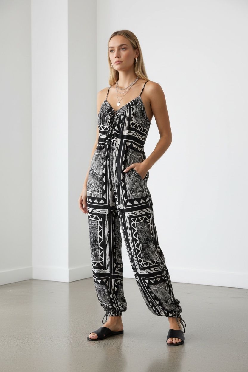 Graphic Chic, Cuffed ,Jumpsuit