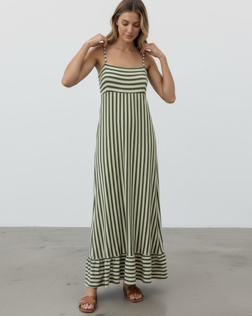 verdant, lines,viscose,maxi,dress